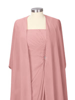 Ruched Chiffon Two-Piece Dress Set 