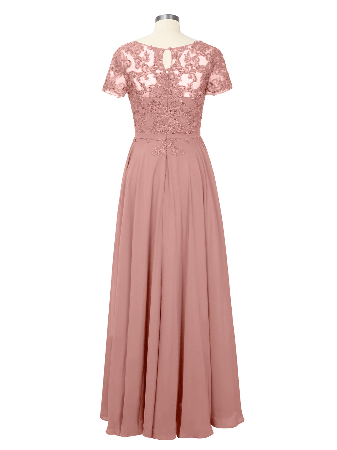 Illusion Applique Chiffon Dress 
