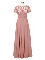 Illusion Applique Chiffon Dress 