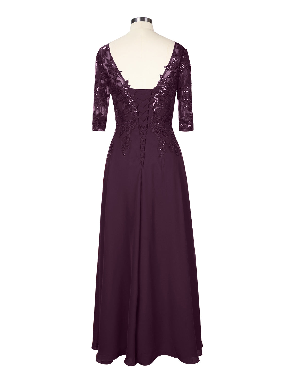 Applique V-Neck Chiffon Dress 