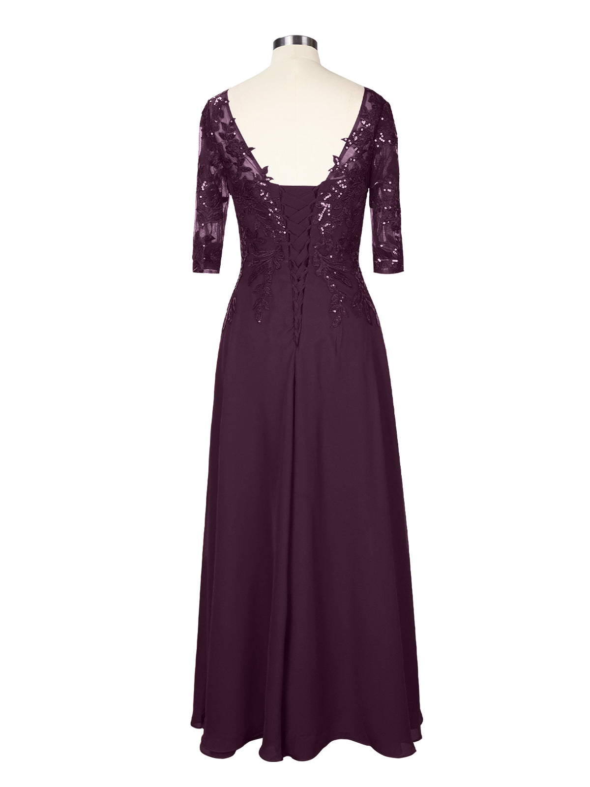 Applique V-Neck Chiffon Dress 