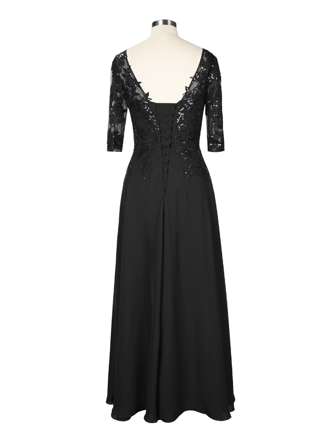 Applique V-Neck Chiffon Dress 