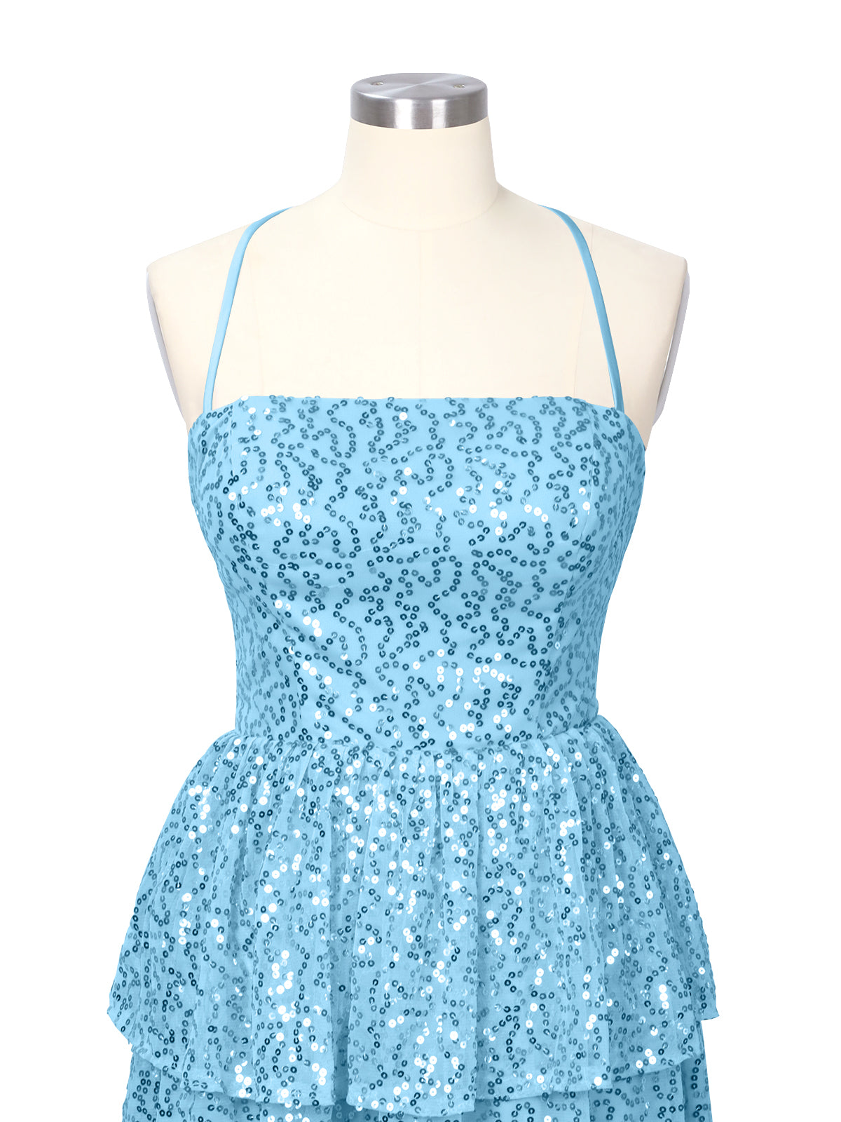 Sequined Halter Flare Mini Dress 