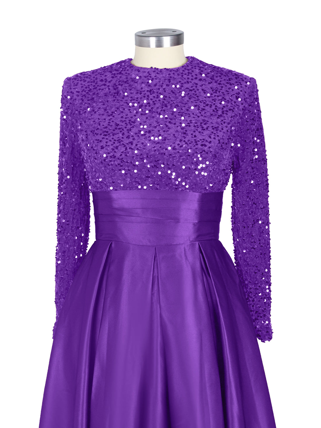 Sequined Boat Long Sleeves Dress 