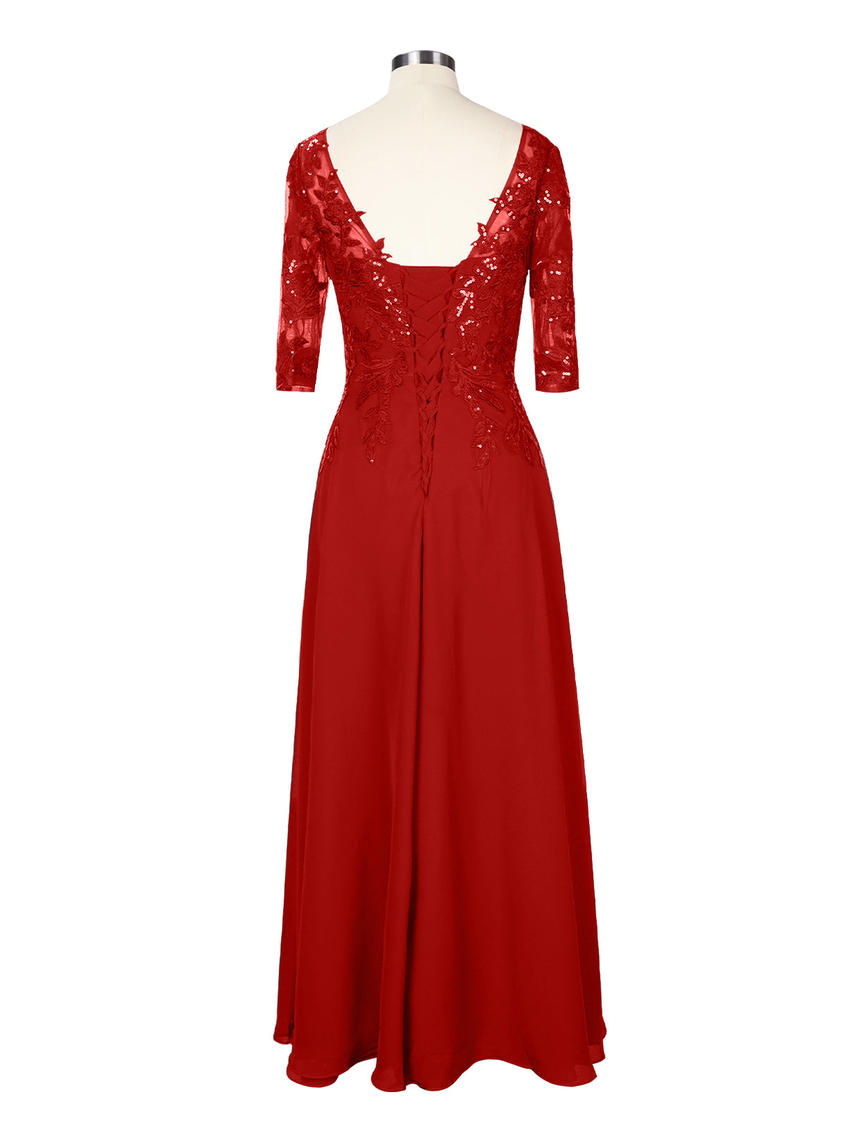 Applique V-Neck Chiffon Dress 