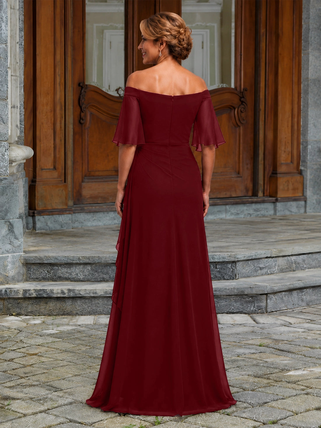 Chiffon Mother of the Bride Dress with 3D Rosette