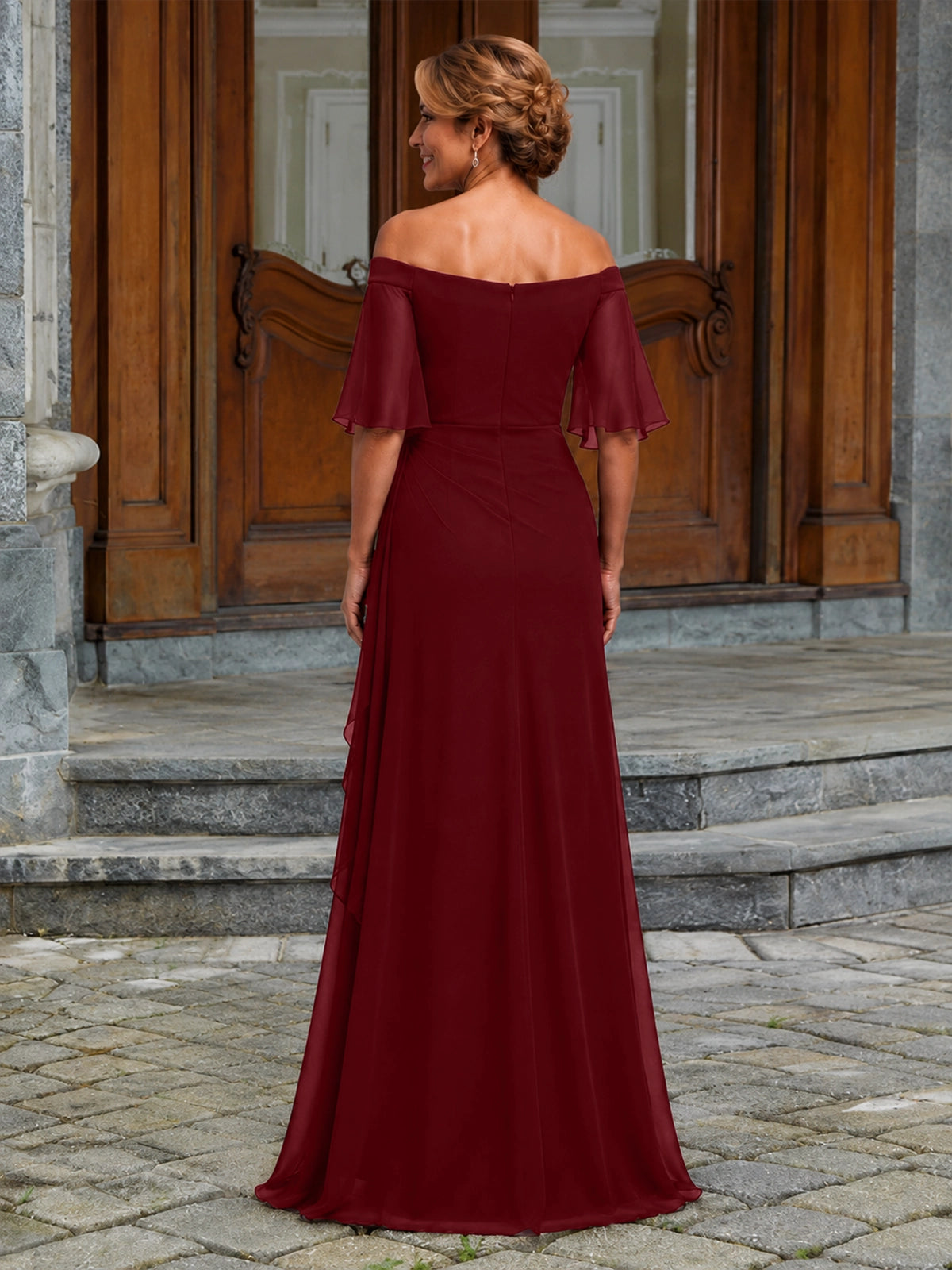 Chiffon Mother of the Bride Dress with 3D Rosette