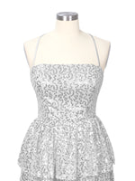 Sequined Halter Flare Mini Dress 
