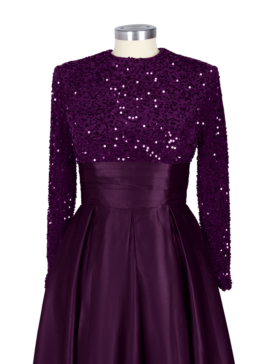Sequined Boat Long Sleeves Dress 