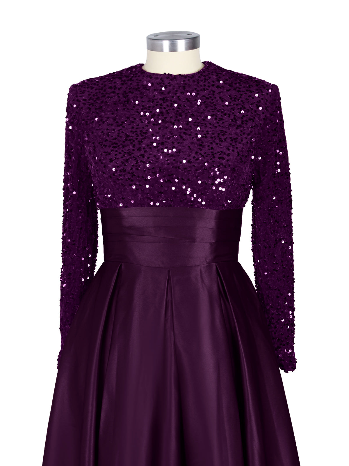 Sequined Boat Long Sleeves Dress 
