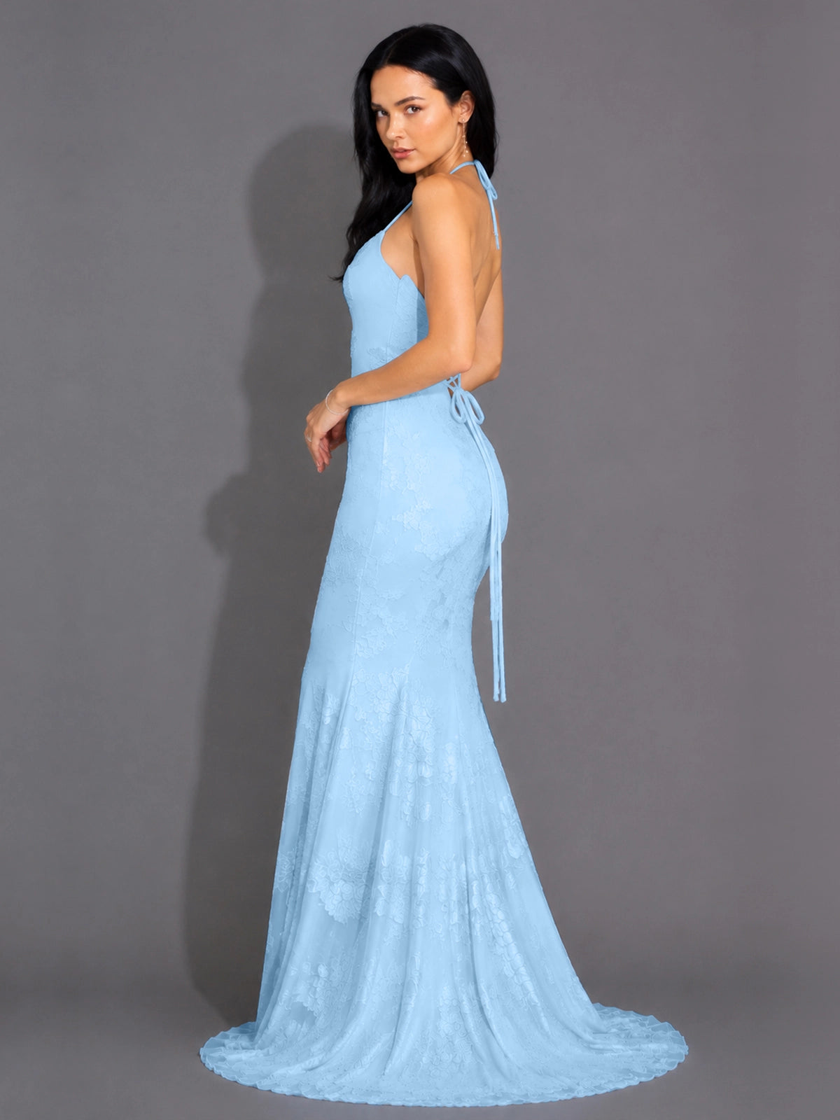 Corded Lace Prom Dress with Sweep Train