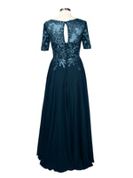 Applique Half Sleeves Chiffon Dress 