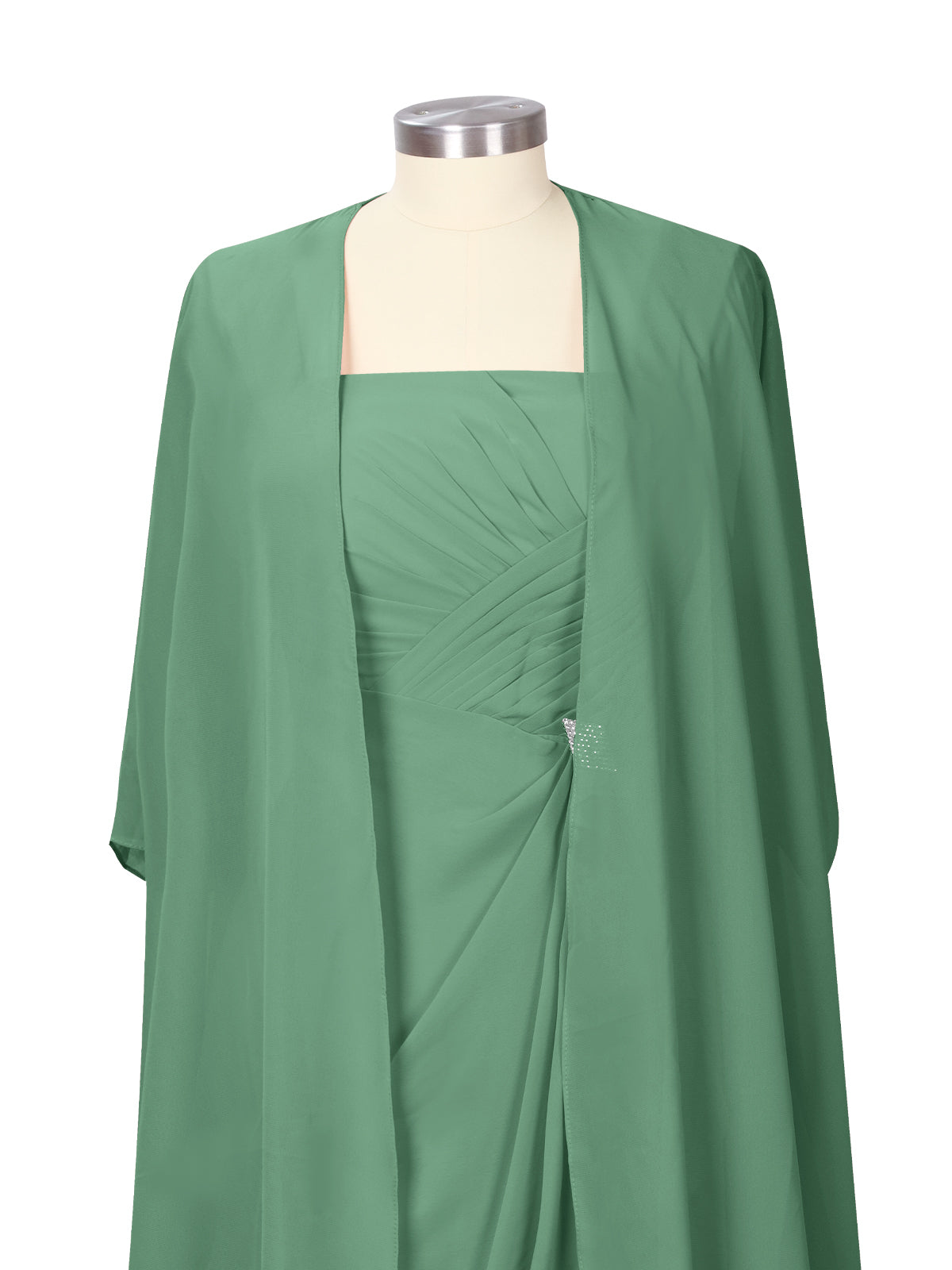 Ruched Chiffon Two-Piece Dress Set 