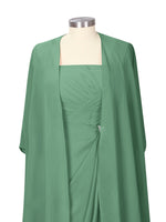 Ruched Chiffon Two-Piece Dress Set 