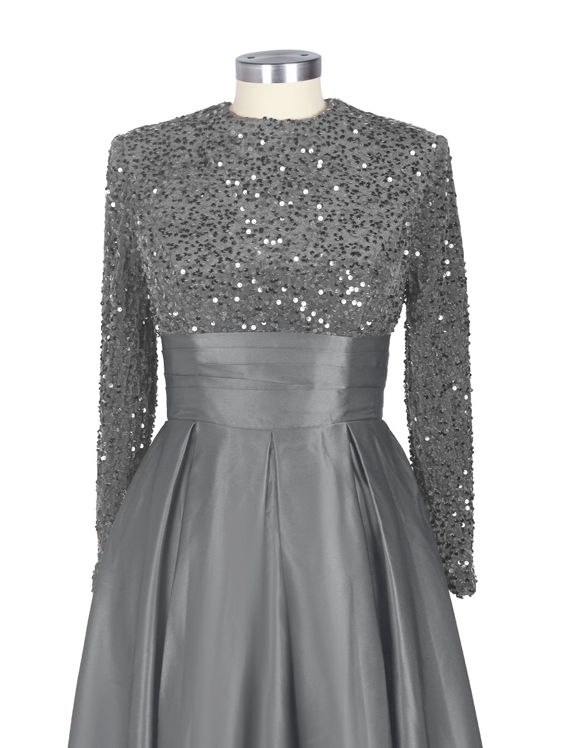 Sequined Boat Long Sleeves Dress 