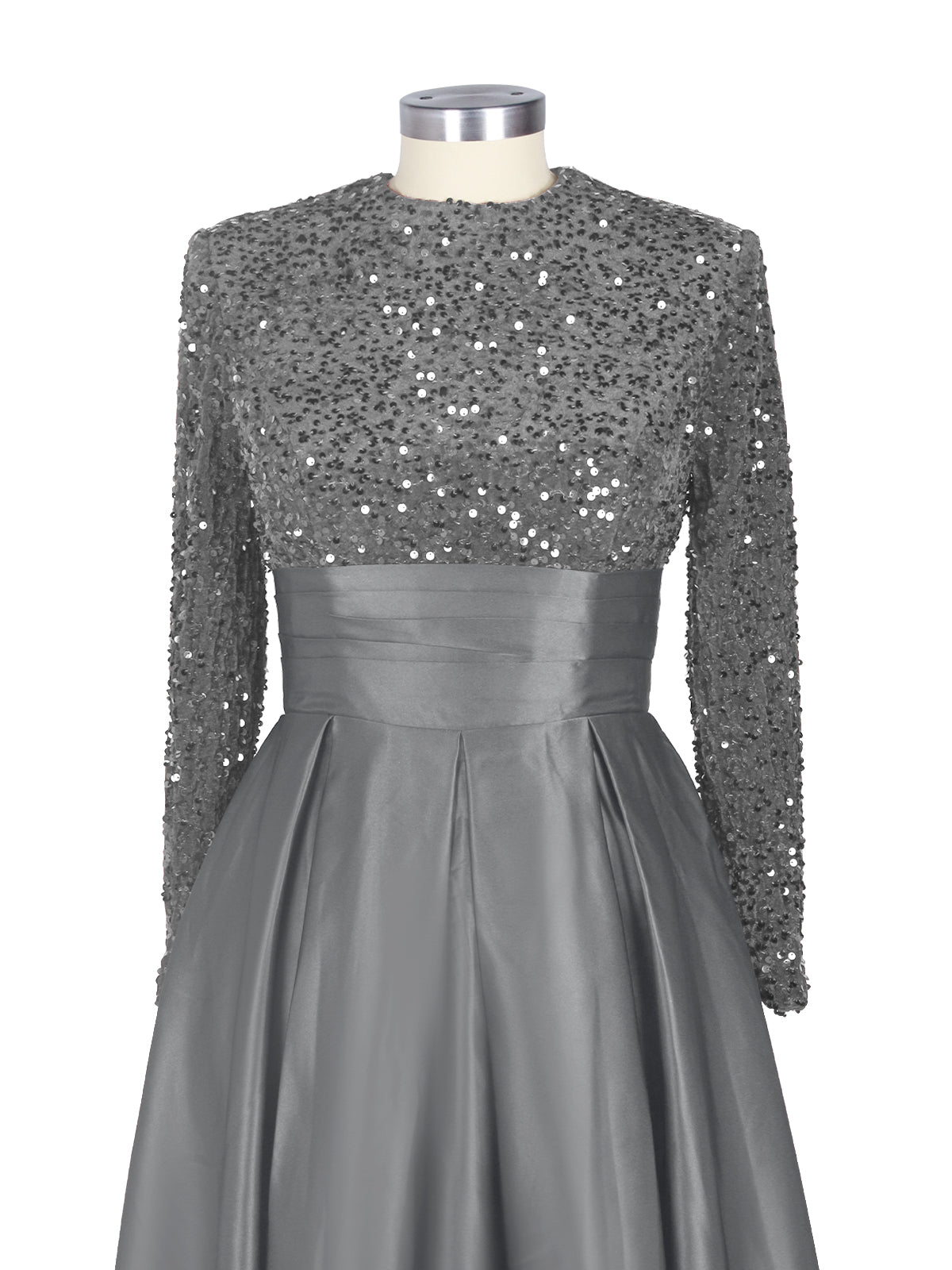 Sequined Boat Long Sleeves Dress 