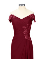 Off-Shoulder Chiffon Sheath Dress 