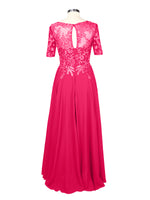 Applique Half Sleeves Chiffon Dress 
