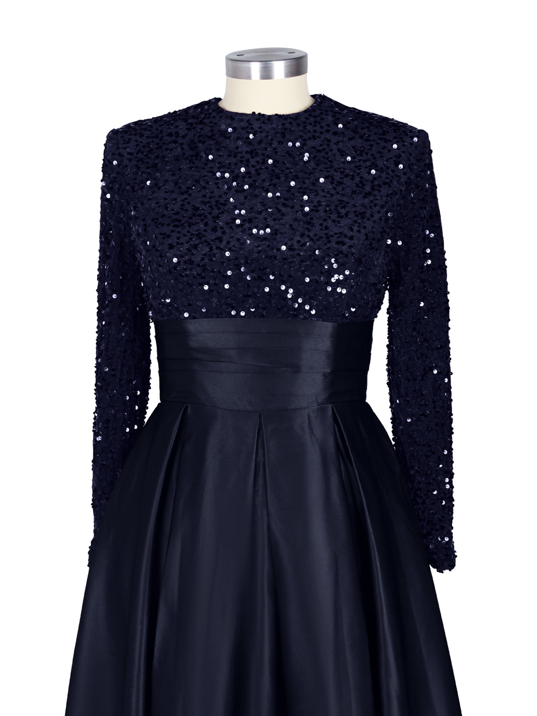 Sequined Boat Long Sleeves Dress 