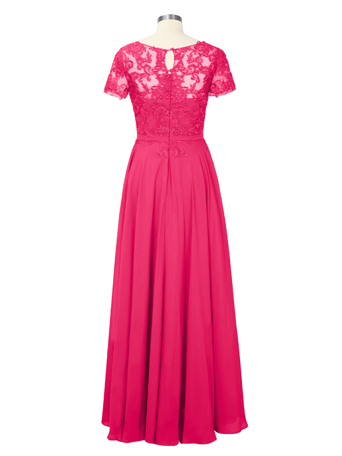 Illusion Applique Chiffon Dress 