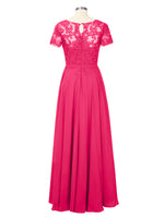 Illusion Applique Chiffon Dress 