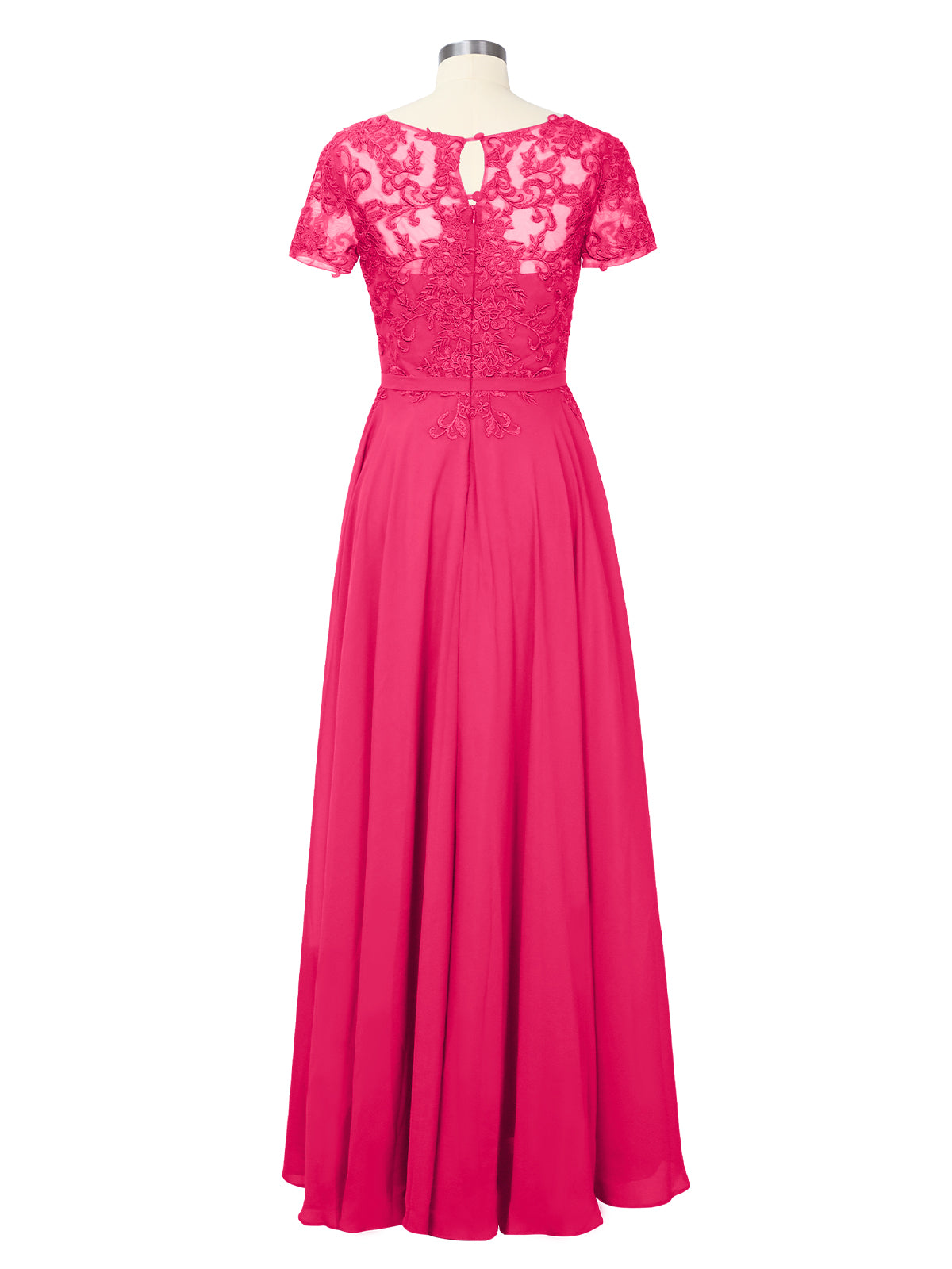 Illusion Applique Chiffon Dress 