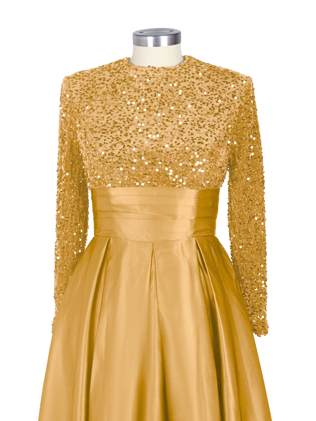 Sequined Boat Long Sleeves Dress 