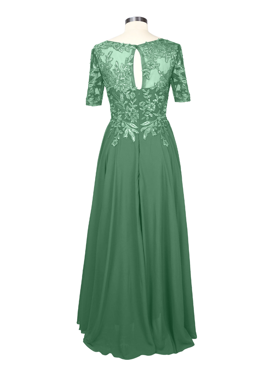 Applique Half Sleeves Chiffon Dress 