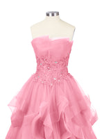 Tiered Strapless Prom Dress 
