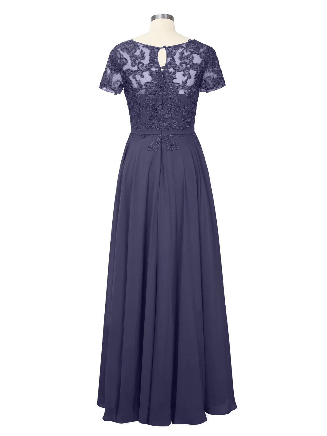 Illusion Applique Chiffon Dress 