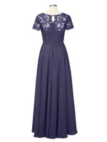 Illusion Applique Chiffon Dress 