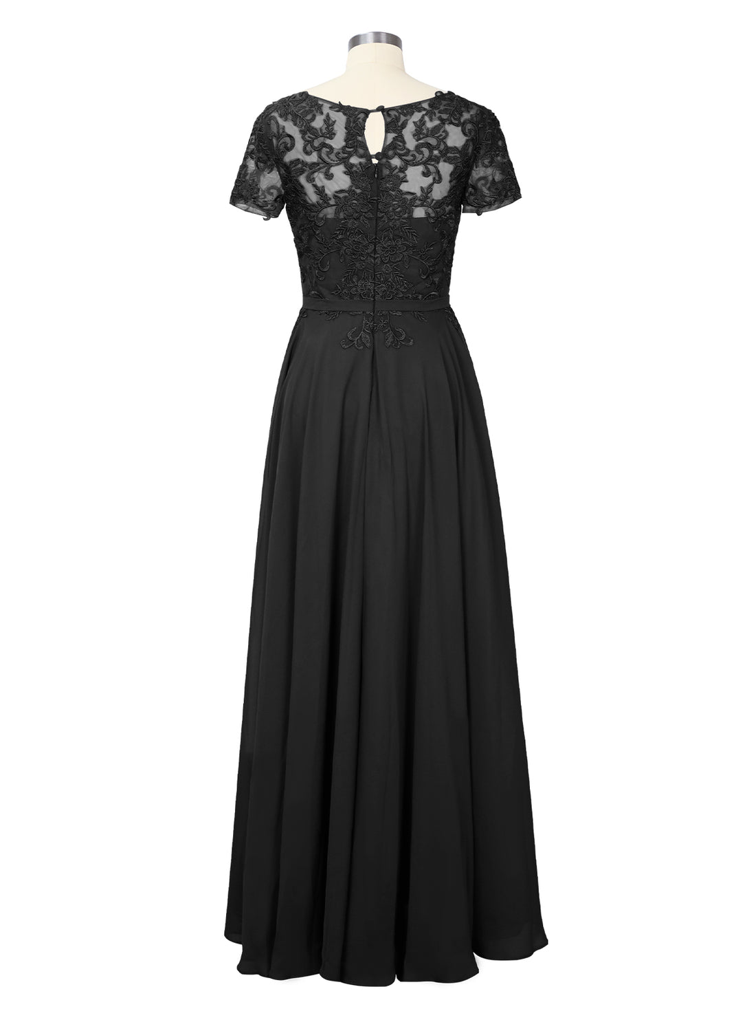 Illusion Applique Chiffon Dress 