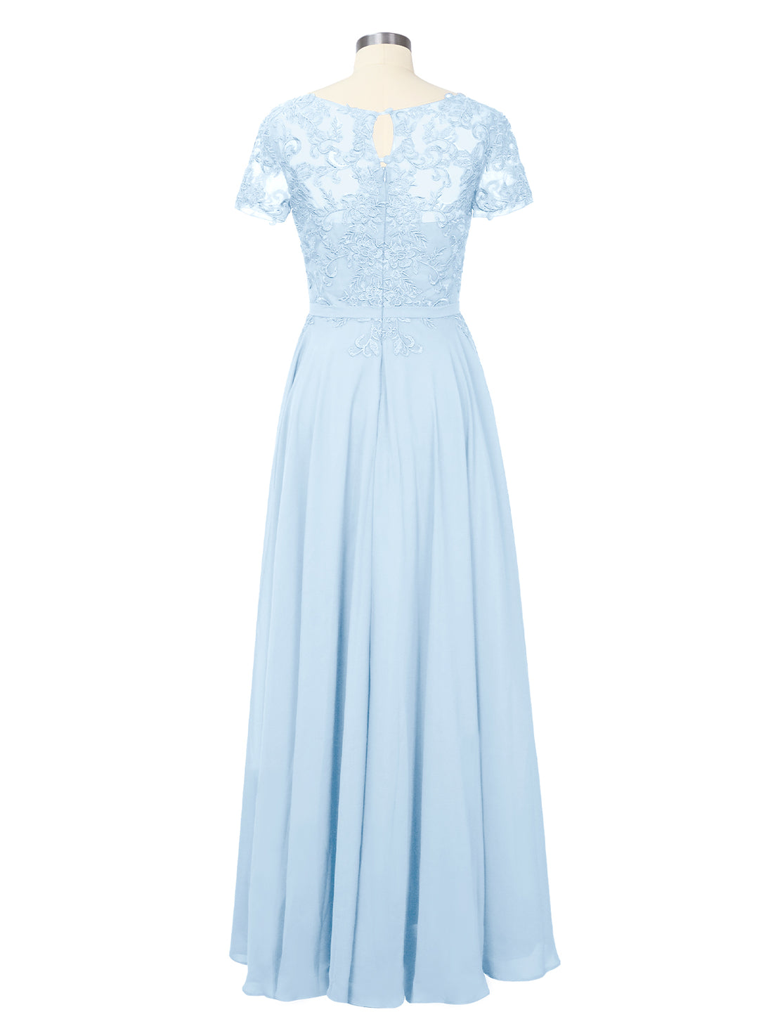 Illusion Applique Chiffon Dress 