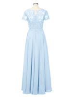 Illusion Applique Chiffon Dress 