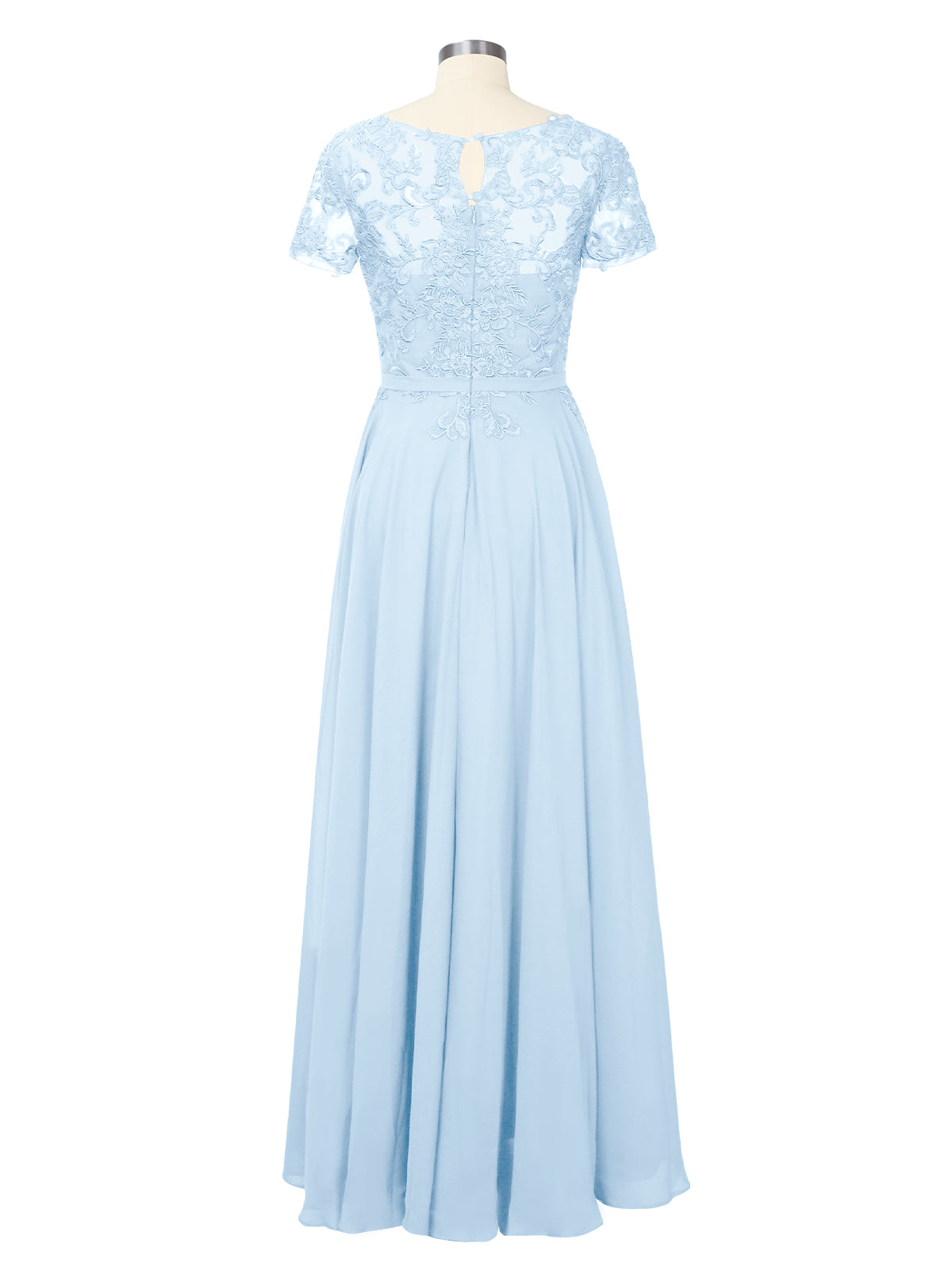 Illusion Applique Chiffon Dress 