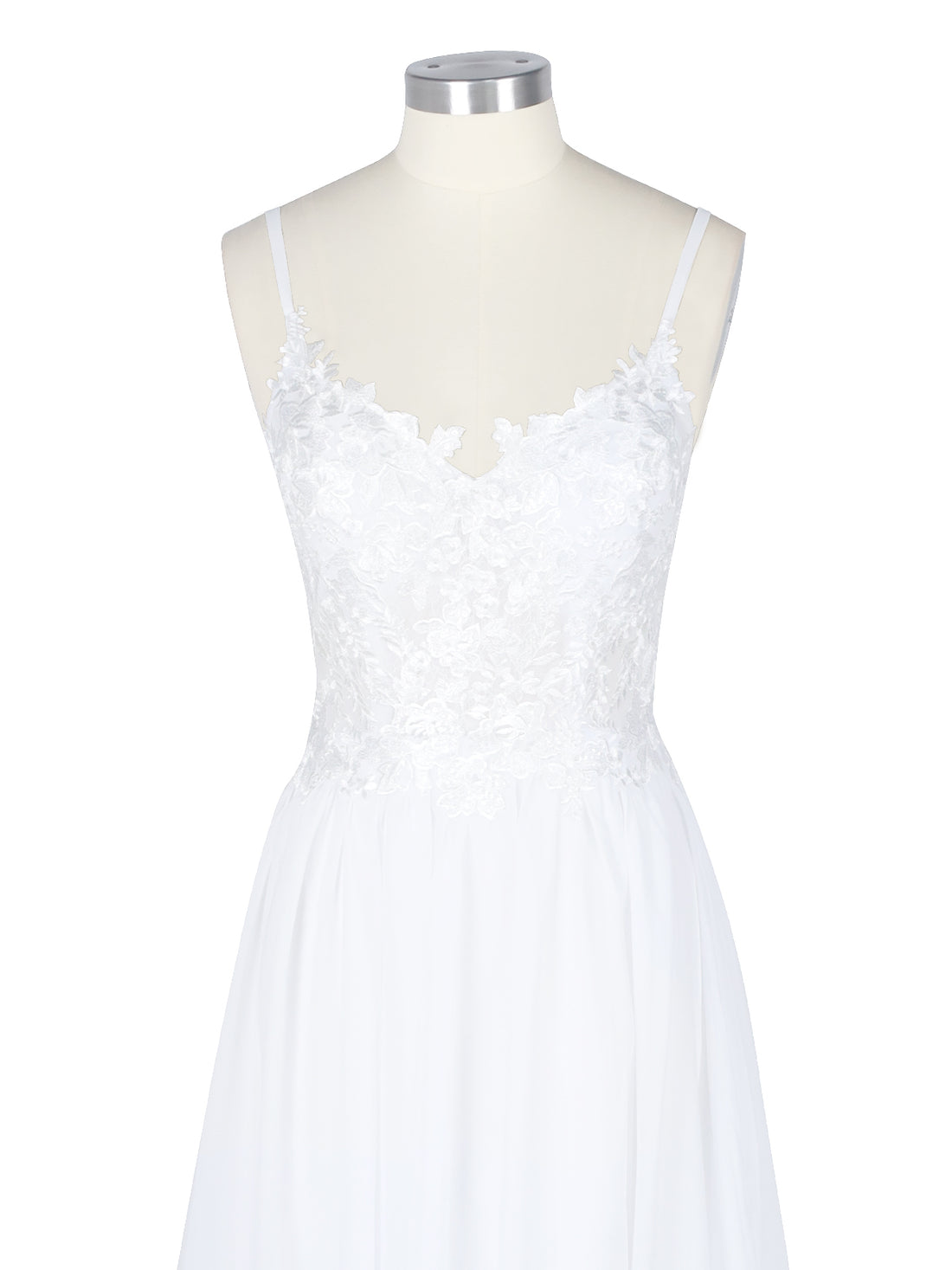 Applique Slit Chiffon Wedding Dress 