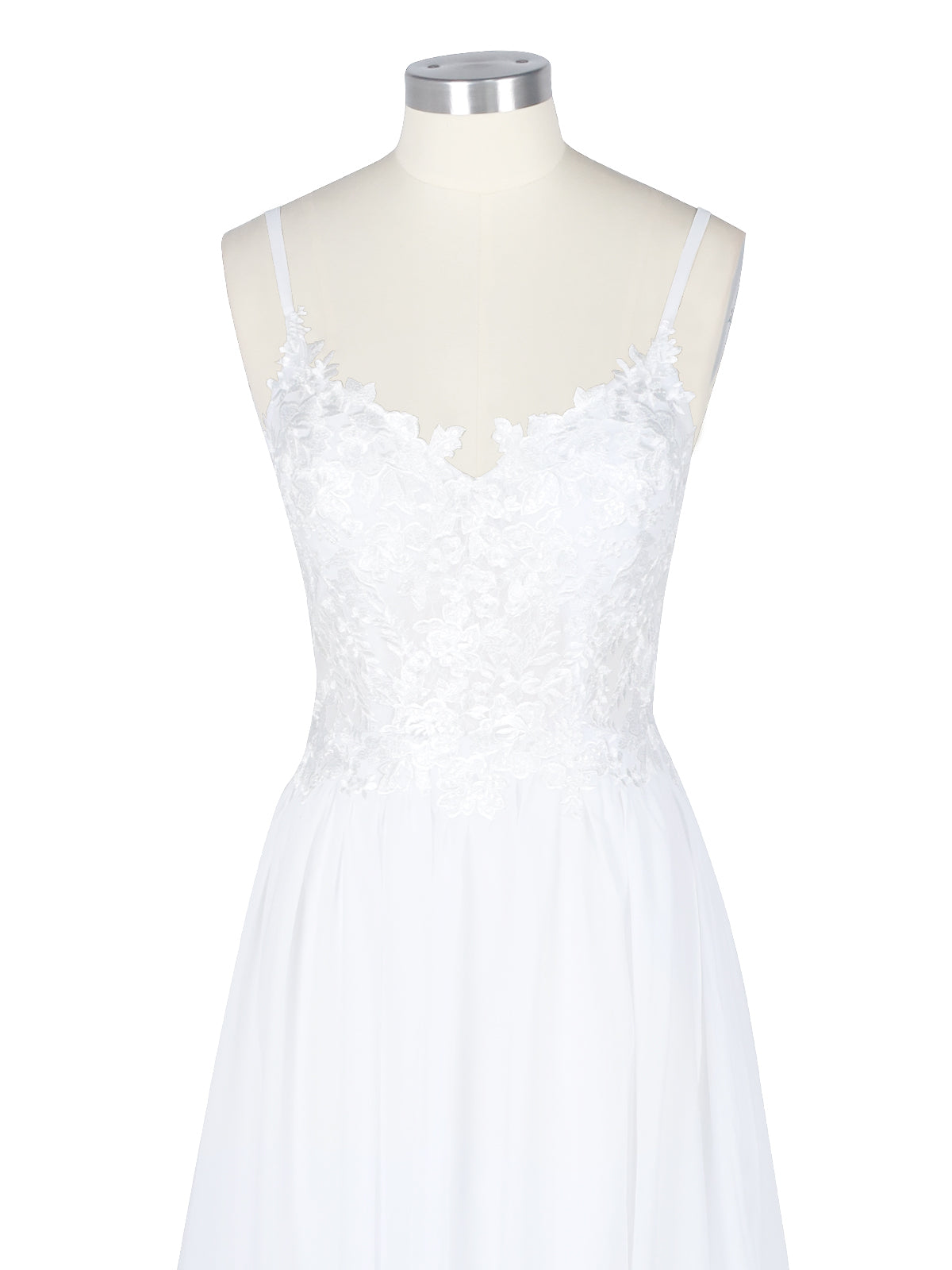 Applique Slit Chiffon Wedding Dress 