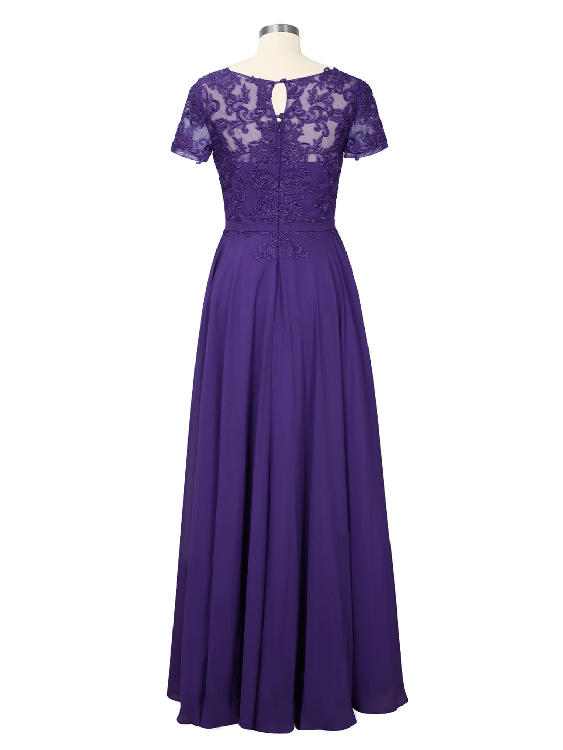Illusion Applique Chiffon Dress 