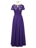Illusion Applique Chiffon Dress 