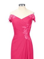 Off-Shoulder Chiffon Sheath Dress 