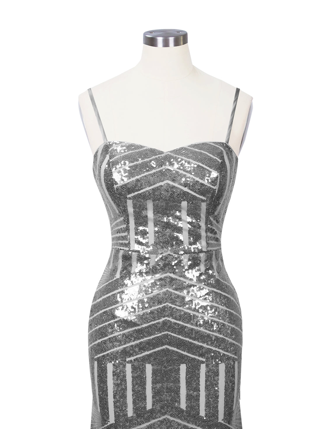 Geometric Sequin Prom Dress 