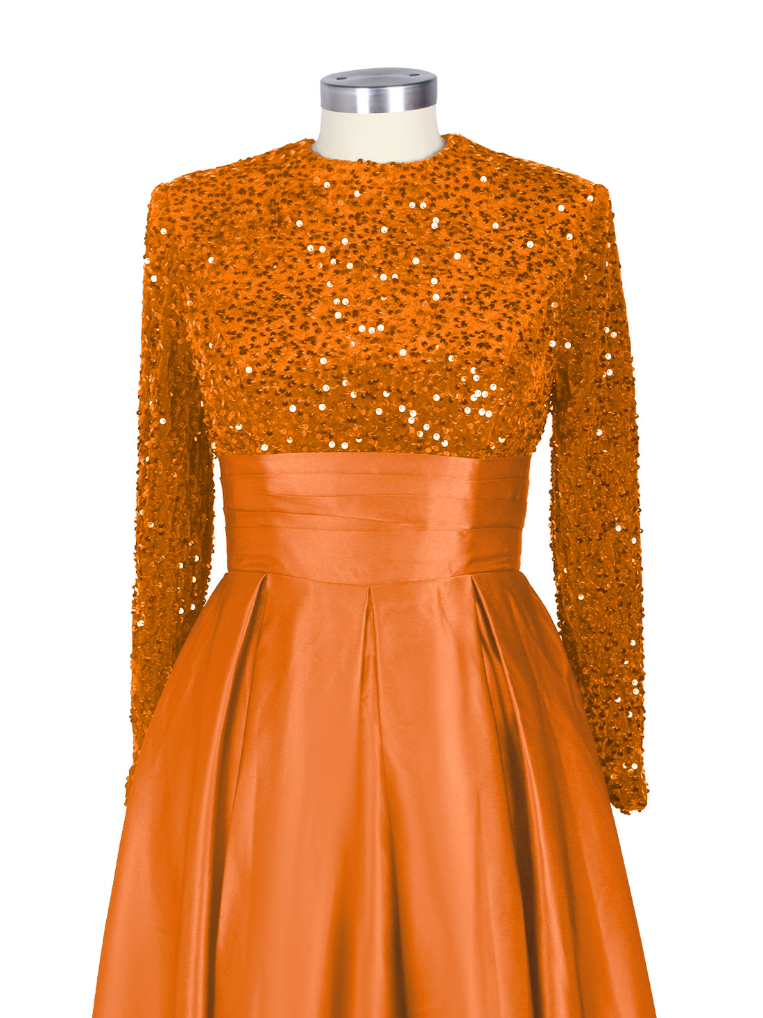Sequined Boat Long Sleeves Dress 