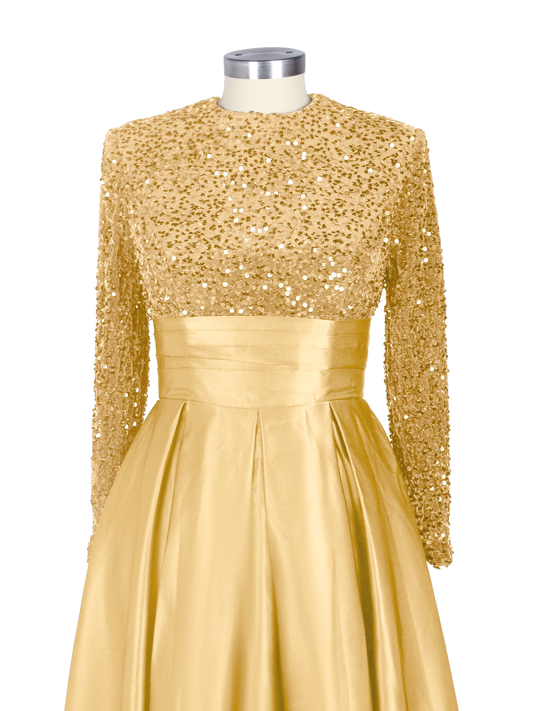 Sequined Boat Long Sleeves Dress 
