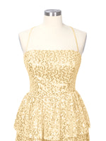 Sequined Halter Flare Mini Dress 