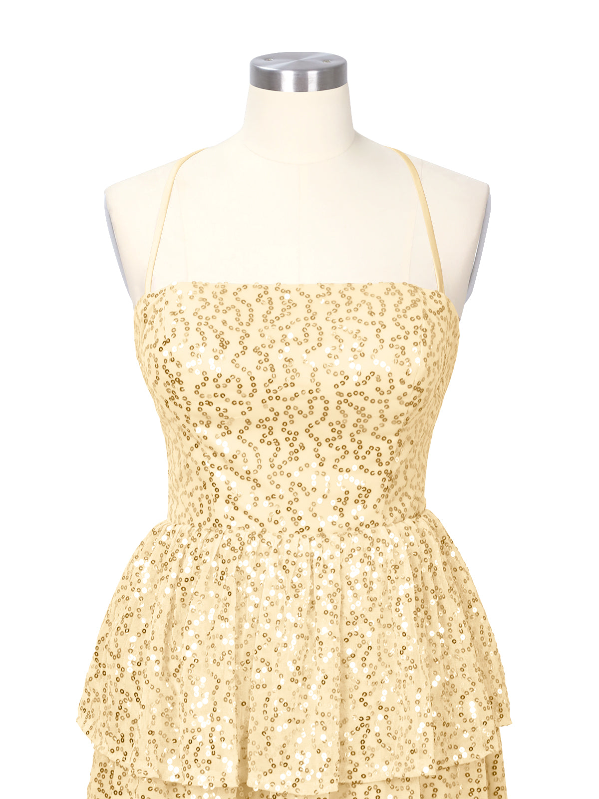 Sequined Halter Flare Mini Dress 