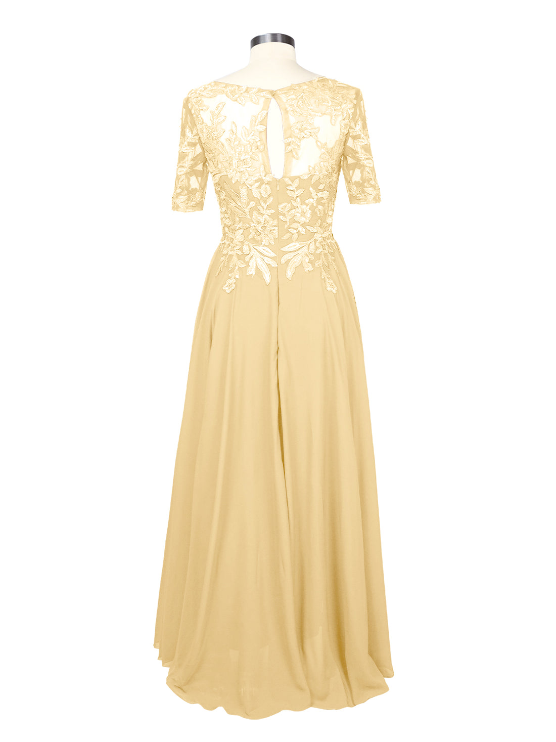 Applique Half Sleeves Chiffon Dress 