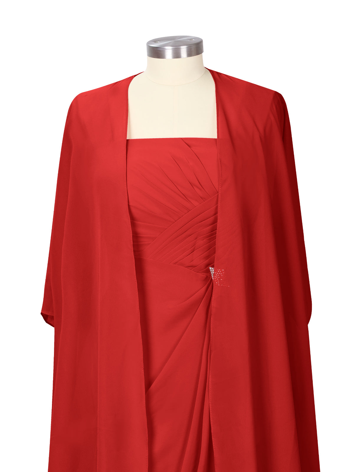 Ruched Chiffon Two-Piece Dress Set 