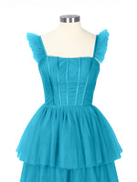 Ruffled Strap Tiered Tulle Bridesmaid Dress 