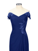 Off-Shoulder Chiffon Sheath Dress 