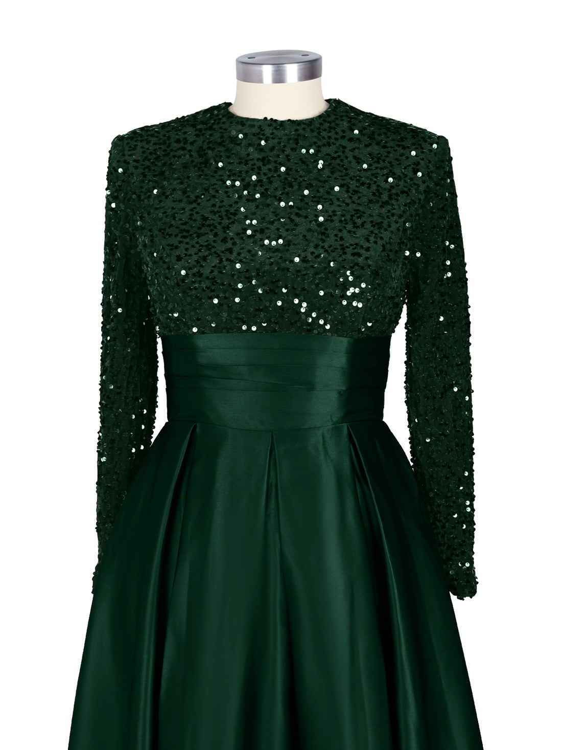 Sequined Boat Long Sleeves Dress 